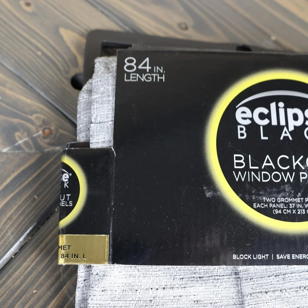 Eclipse Black Blackout Window‎ Panels Curtains 2pk Grommet 37x84 Noise Reducing